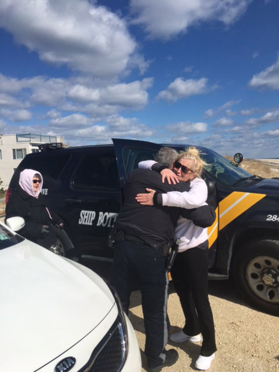 PHOTO: One family member thanks Ship Bottom Police Officer Ron Holloway, who drove Patricia Kelly to the beach.