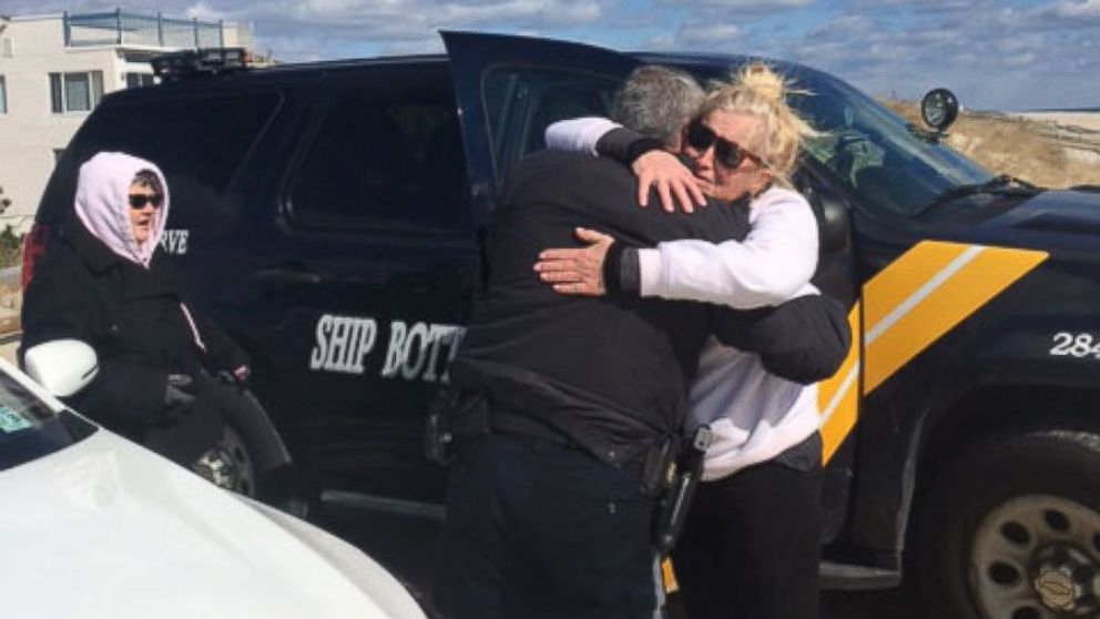 PHOTO: One family member thanks Ship Bottom Police Officer Ron Holloway, who drove Patricia Kelly to the beach.
