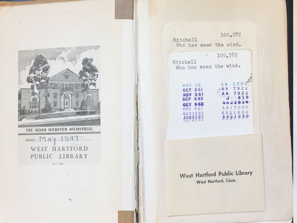 PHOTO: The book Who Has Seen The Wind by W.O. Mitchell was due back to Noah Webster Library in West Hartford, Conn., on Sept. 29, 1965.