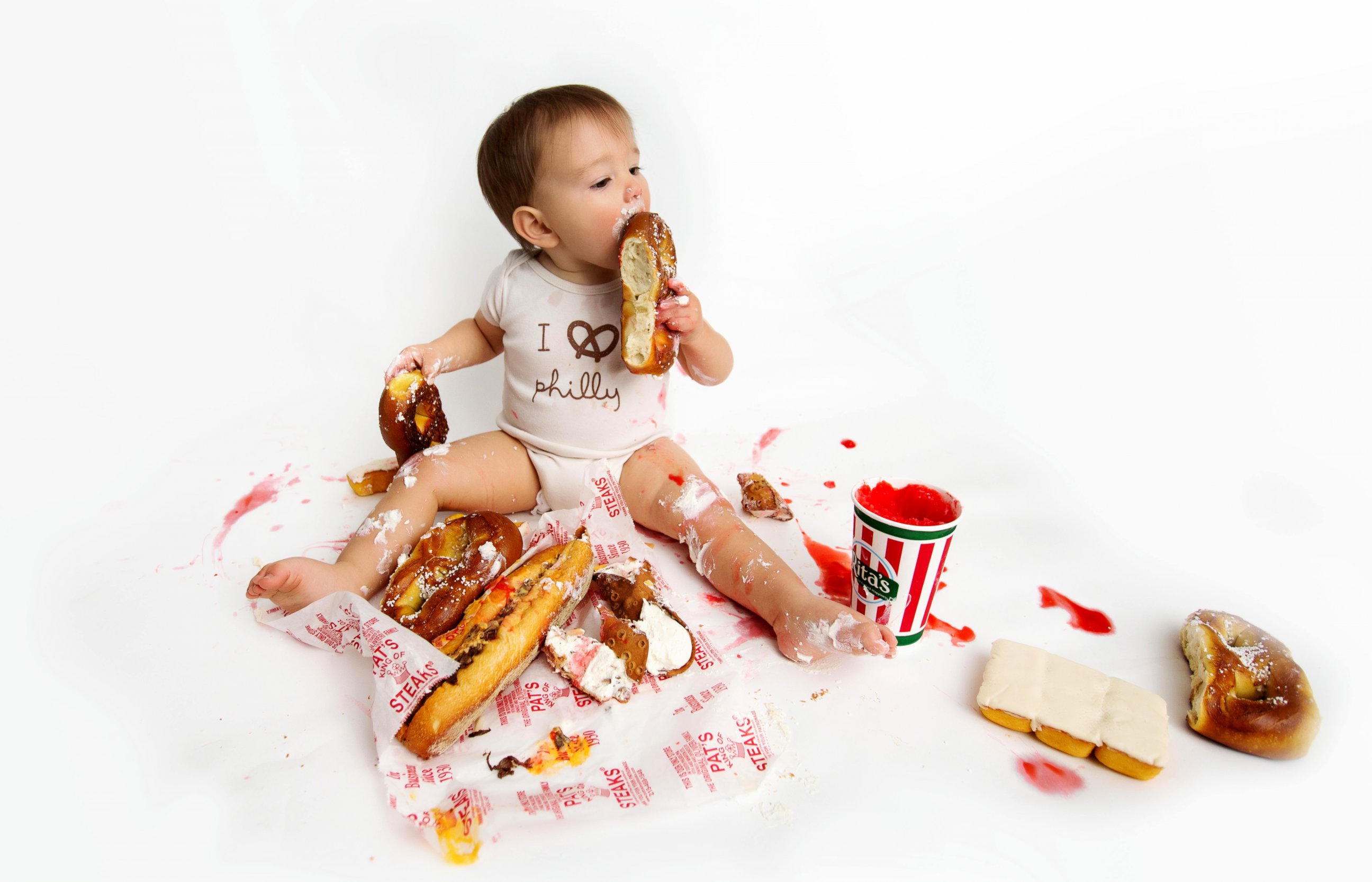 PHOTO: Matthew Dittrich celebrated his first birthday with a Philly-themed food smash.