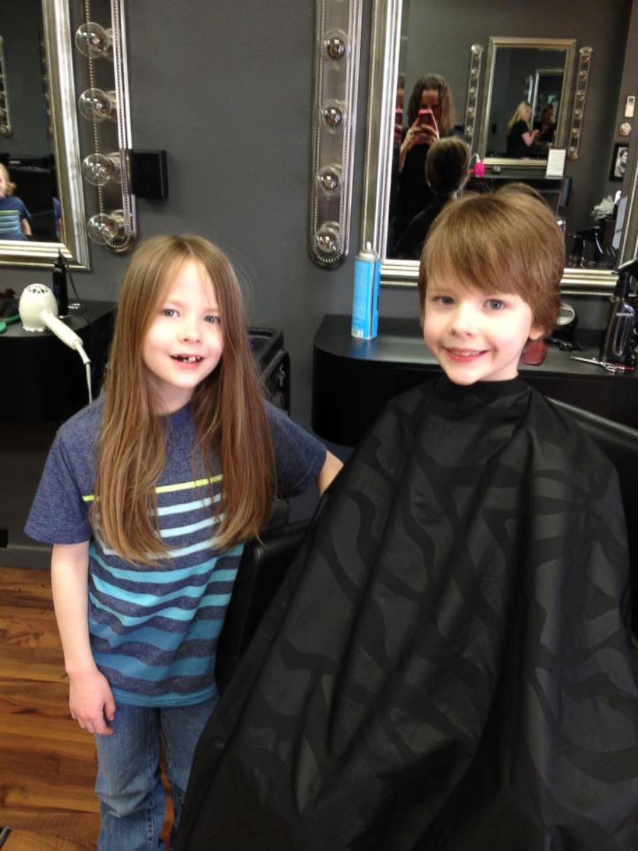 PHOTO: Phoebe Kannisto and her six sons all chopped their hair off to later donate it to an organization called Children with Hair Loss.