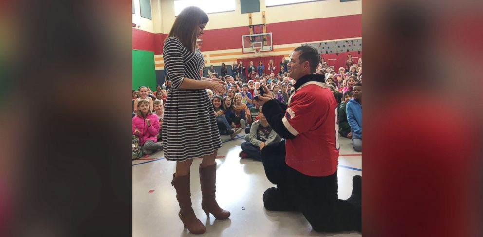 PHOTO: Principal Mandy Vasek was shocked when her now-fiance, Russ Johnson, proposed during a school assembly.