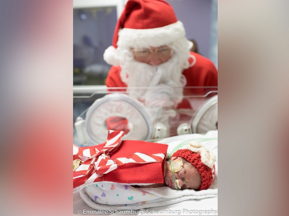 PHOTO: Santa turned the babies in the NICU at Saint Luke's Hospital of Kansas City into tiny "gifts" this holiday season.