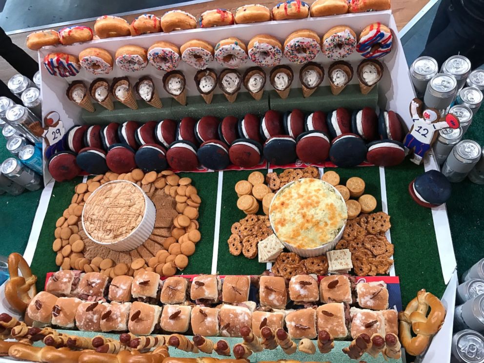 PHOTO: Get inspiration to build your own ultimate, edible snack football stadium with a Falcons-theme or Patriots-theme stadium from Delish.com editors.
