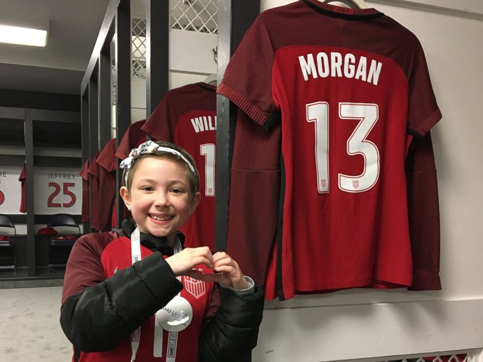 PHOTO: Ashlyn Brysiak, 9, was granted a wish by Make-A-Wish to meet the members of the U.S. womens national soccer team.