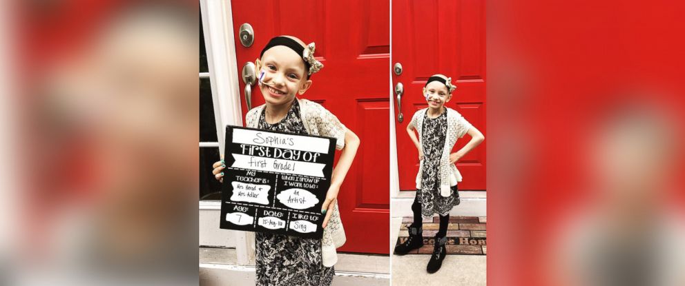 PHOTO: Sophi Eber, 7, seen in a August 15, 2016 photo on her first day of school as a first grader. 