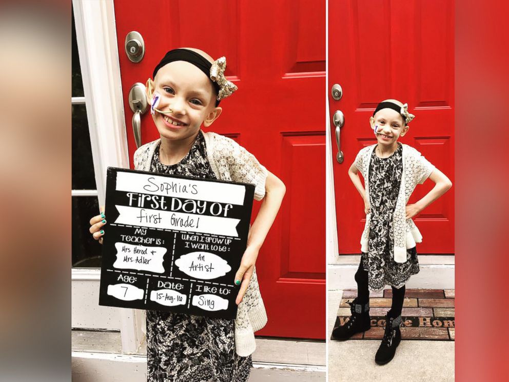 PHOTO: Sophi Eber, 7, seen in a August 15, 2016 photo on her first day of school as a first grader.
