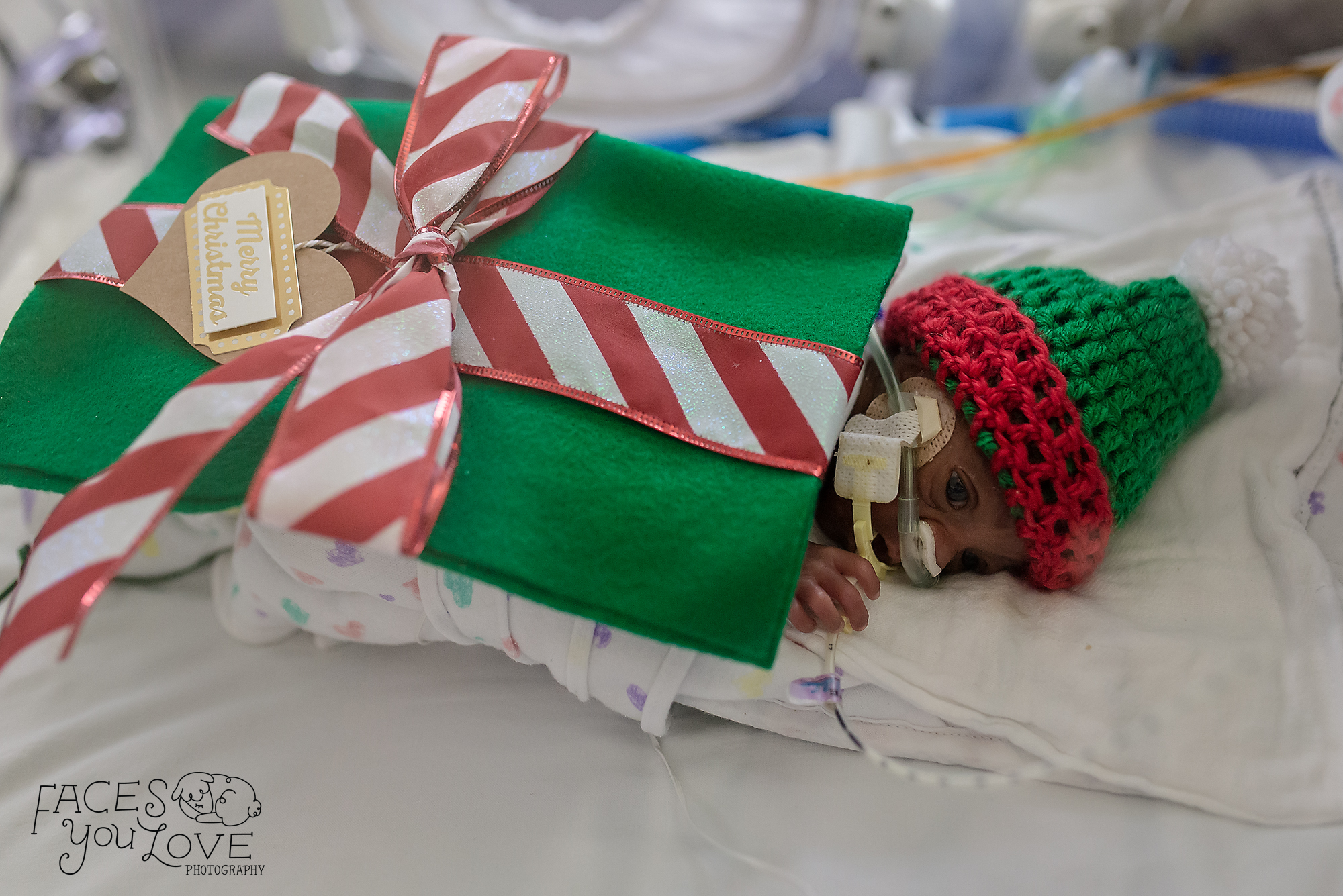 PHOTO: Santa turned the babies in the NICU at Saint Luke's Hospital of Kansas City into tiny "gifts" this holiday season.