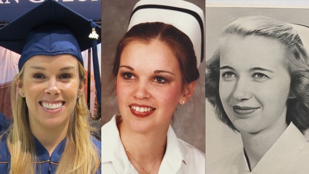 PHOTO: From left, Christina Harms, Sue Hoekstra and Mary Lou Wilkins are seen in each of their nursing graduation photos.