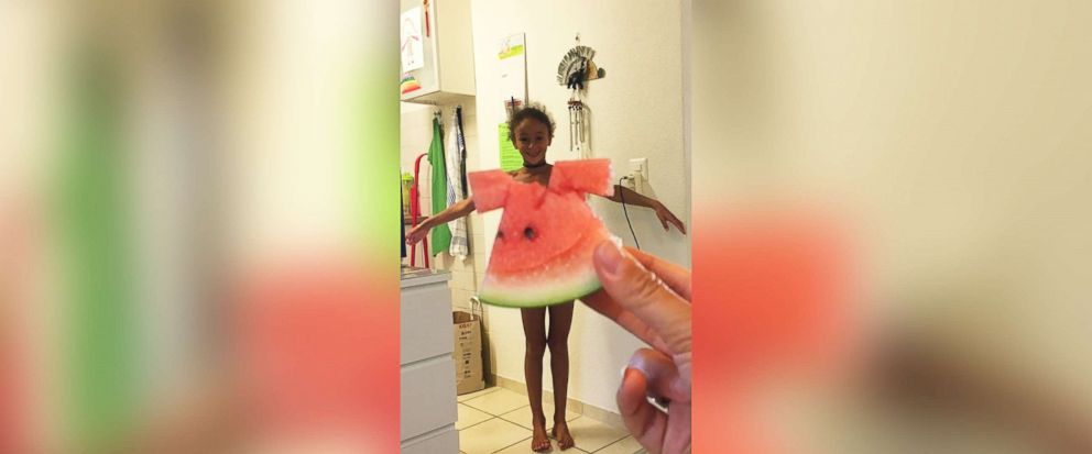PHOTO: A 7-year-old from Switzerland dawns her fruity dress on her mother's Instagram.