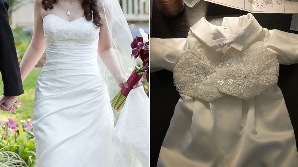 Woman turns friend s wedding gown into baby s baptism outfit ABC