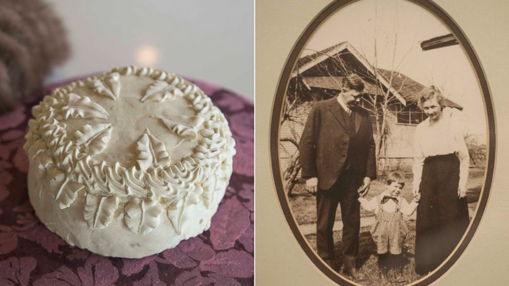 PHOTO: 100-year-old wedding cake found in grandson's garage in Yakima, Washington.
