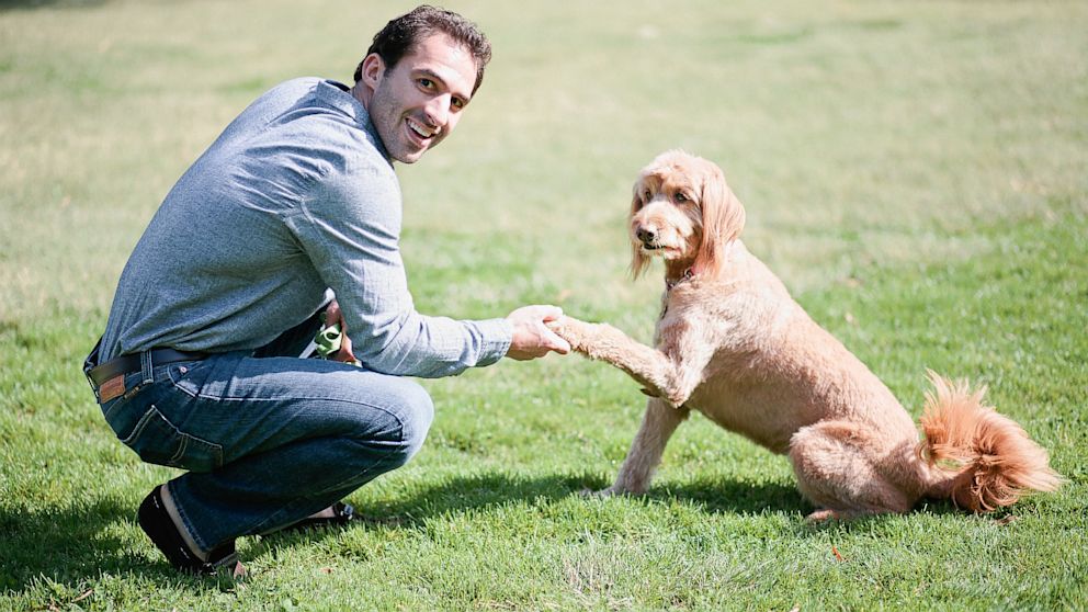 DogVacay's co-founder and CEO, Aaron Hirschhorn with one of his own dogs, Rocky.