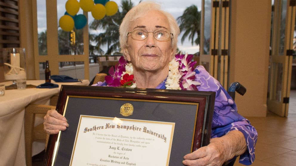 Amy Craton, 94, fulfilled a lifelong goal of completing her college degree with a 4.0 GPA.
