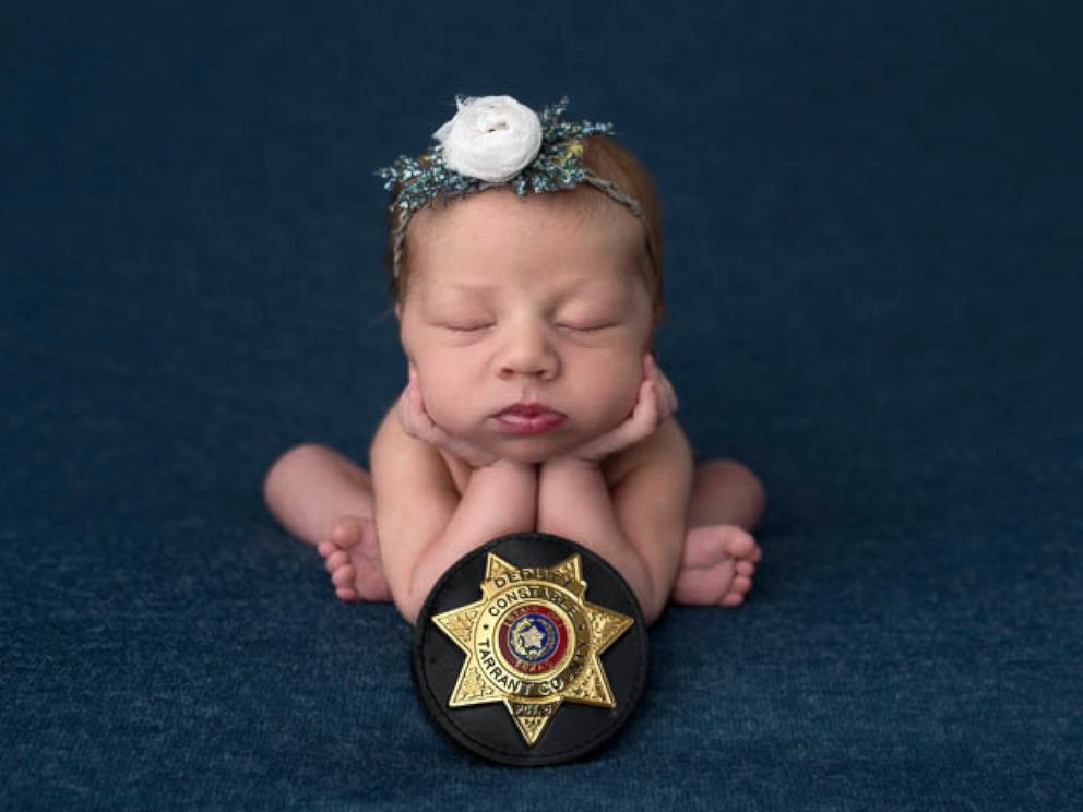 PHOTO: Evelyn Joy Deborah Hall was born on July 18 in Texas after Officer Mark Diebold of the Tarrant County police helped deliver the newborn for parents Destiny and Caleb Hall of Granbury, Texas, after Destiny went into labor en route to the hospital. 