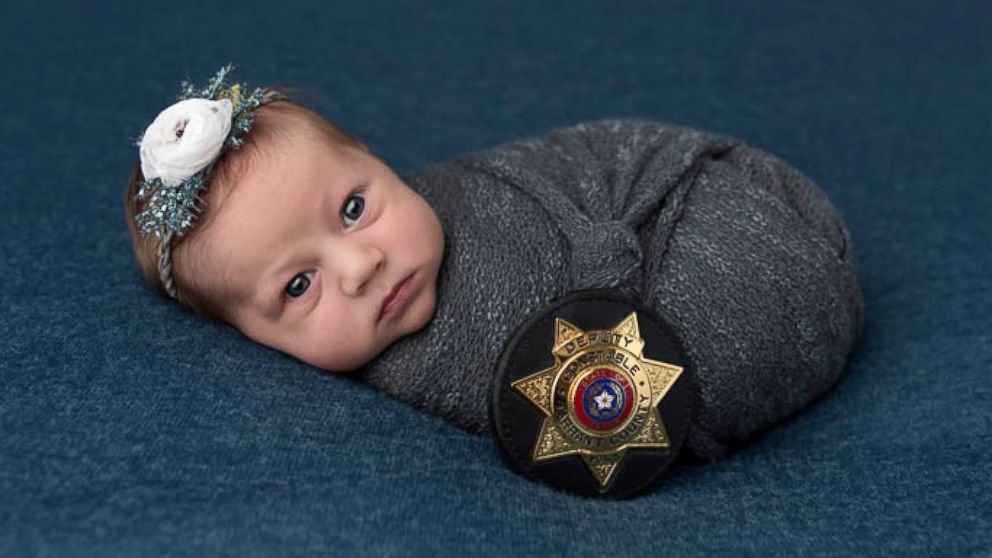 PHOTO: Evelyn Joy Deborah Hall was born on July 18 in Texas after Officer Mark Diebold of the Tarrant County police helped deliver the newborn for parents Destiny and Caleb Hall of Granbury, Texas, after Destiny went into labor en route to the hospital. 