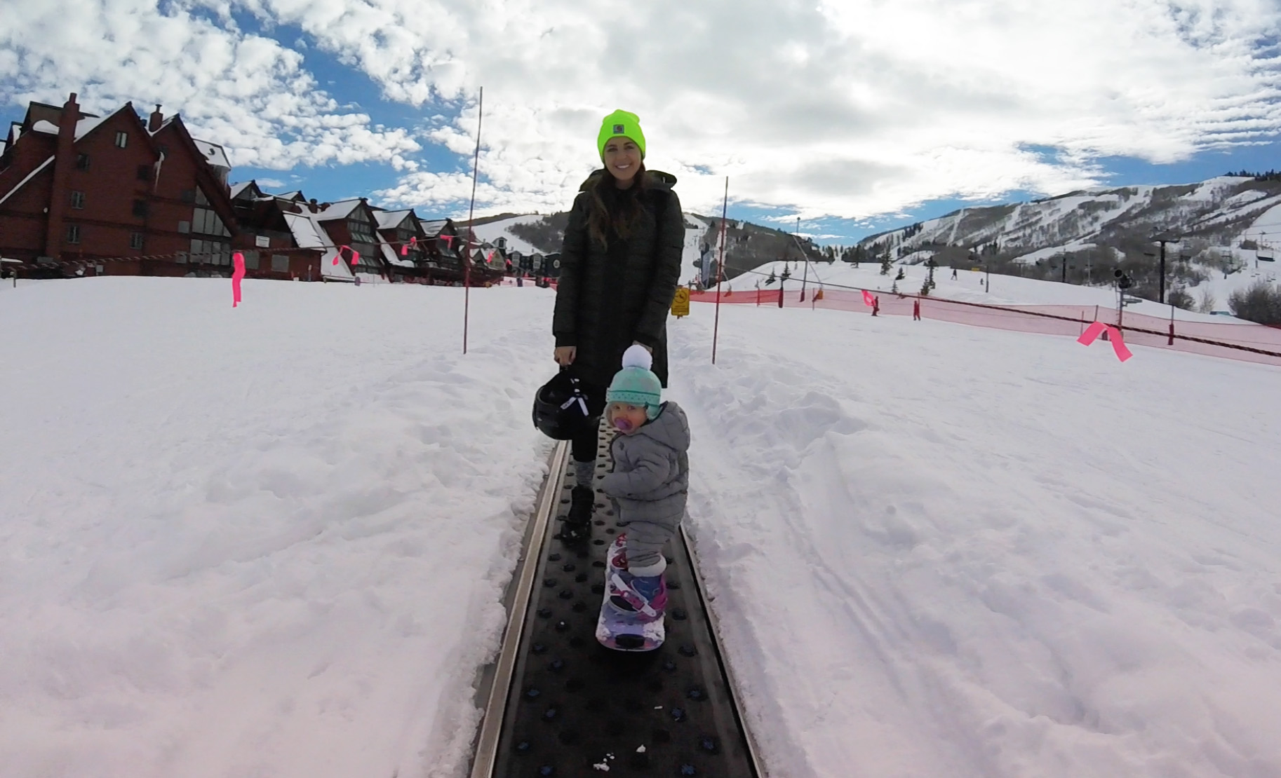PHOTO: 14-month-old Sloan Henderson hit the slopes only a month after learning how to walk, and is already a natural on the board.