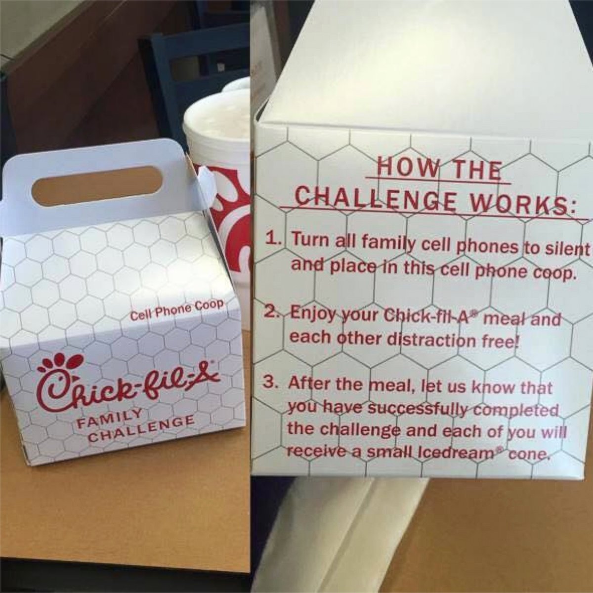PHOTO: Some local Chick-fil-A restaurants are offering "cell phone coops" to hold their cell phones while they eat with family and friends.