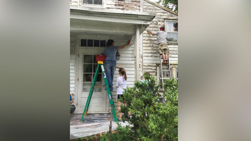 In an act of kindness, Krisitin Polhemus and her husband, Adam of Hamilton, New Jersey, helped renovate their neighbor Anne Glancey's home last month. 