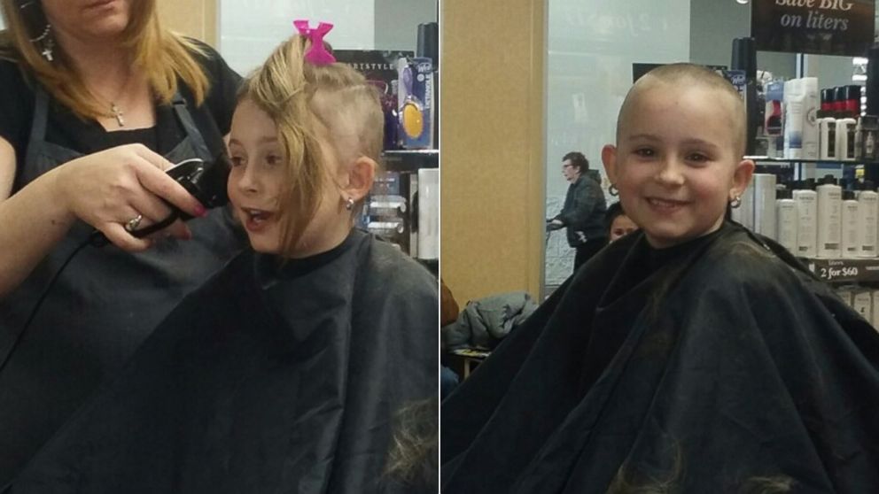 Morgan, 8, had her head shaved on Feb. 22 to support her cousin Cooper who has cancer. 