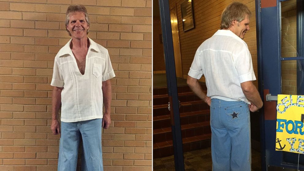 Roger Hepworth, 58, of Ogden, Utah, wore an outfit from high school to his 40th high school reunion.