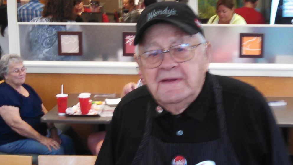 Joel Presson, 93, has worked at Wendy's for the last 25 years.