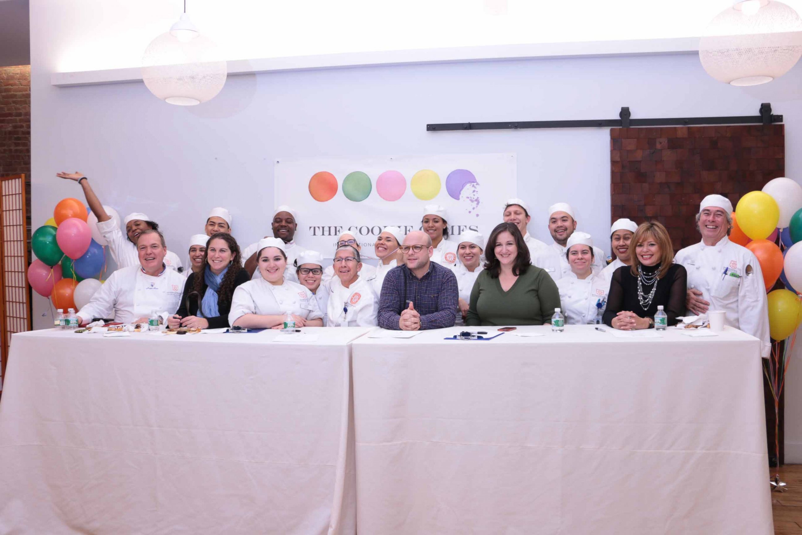PHOTO:  All the judges and contestants at the International Culinary Center's Cookie Games.