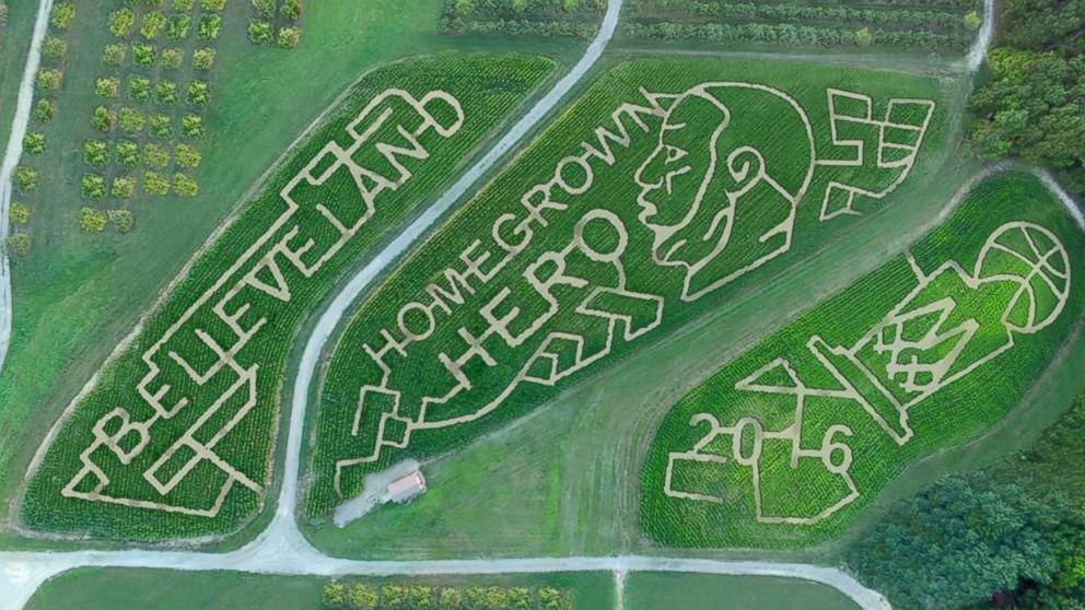 Mapleside Farms, in Ohio, celebrated their hometown hero LeBron James and the Cleveland Cavaliers with a corn maze. 