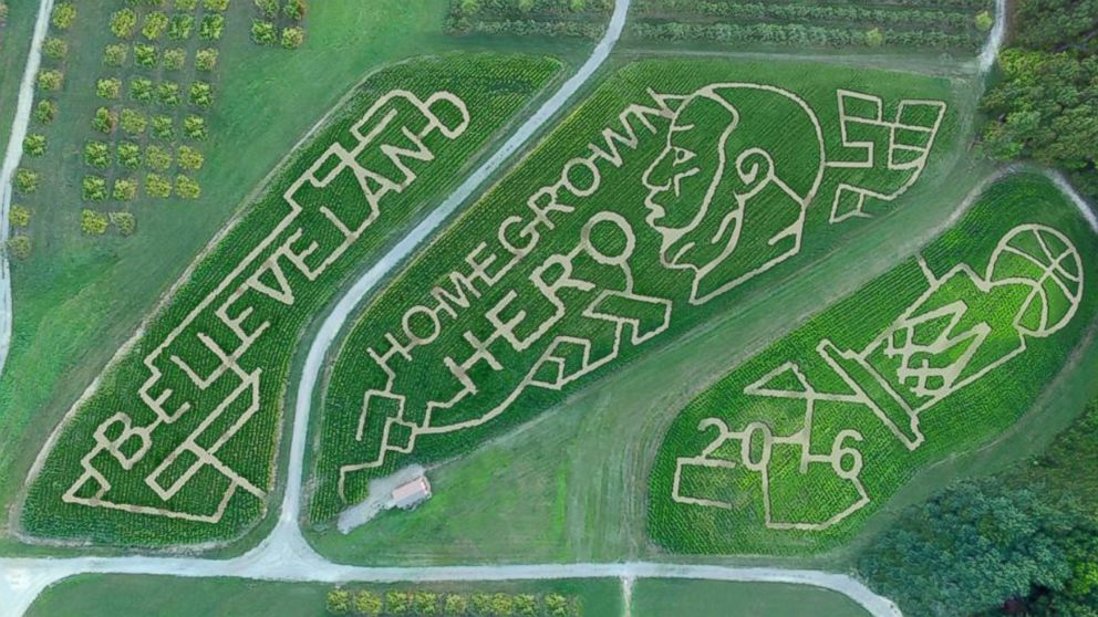 Mapleside Farms, in Ohio, celebrated their hometown hero LeBron James and the Cleveland Cavaliers with a corn maze.