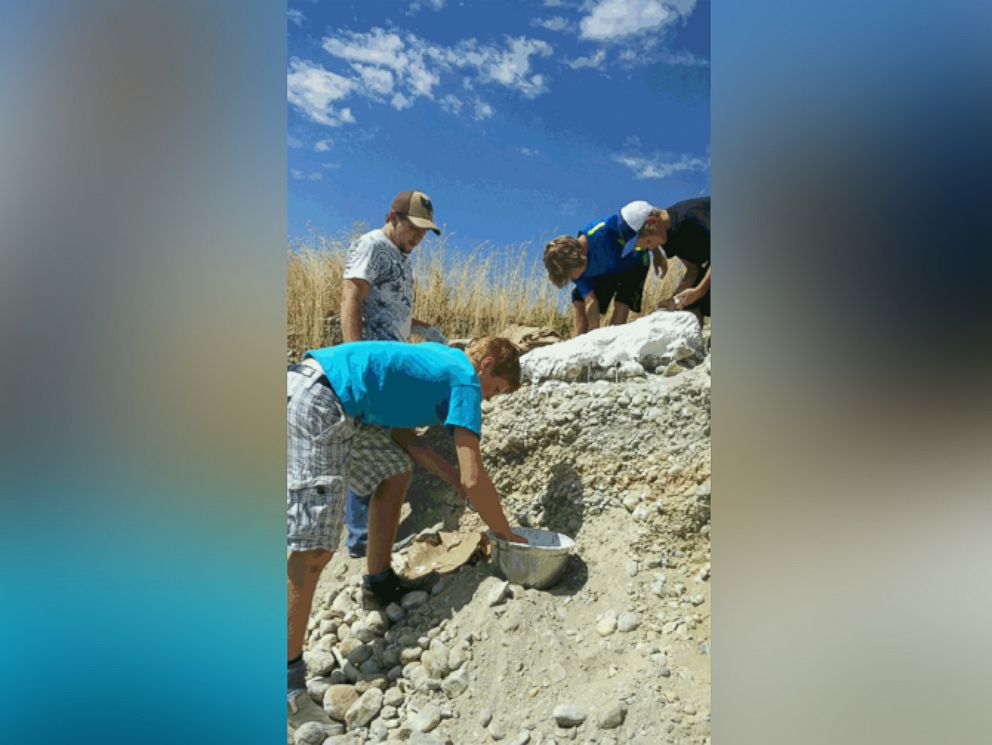 PHOTO: Kasey Keller, 34, of Franklin, Idaho, discovered a mammoth tusk on his property two weeks ago, which is currently being preserved at Brigham Young University. 
