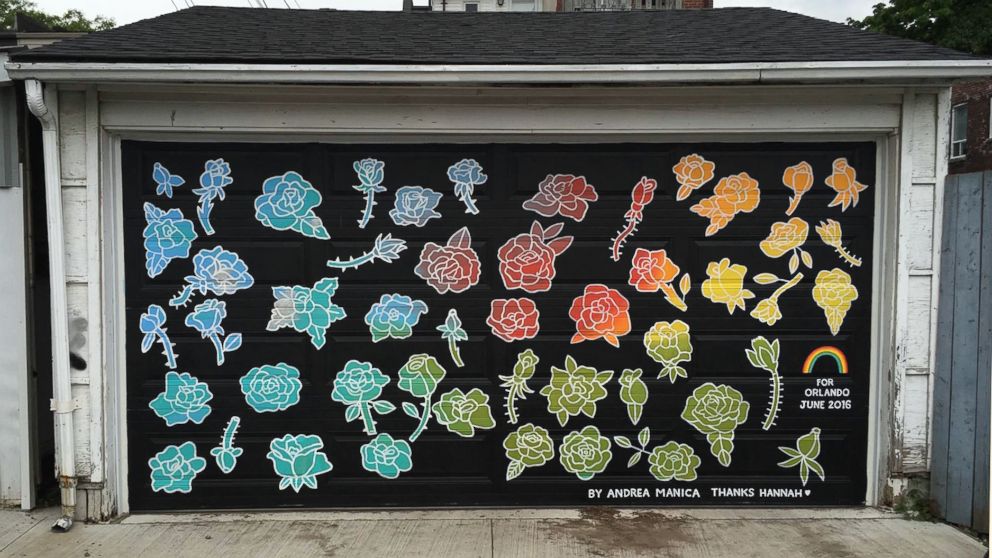 Toronto Artist Turns Garage Door Into Tribute For Orlando Shooting