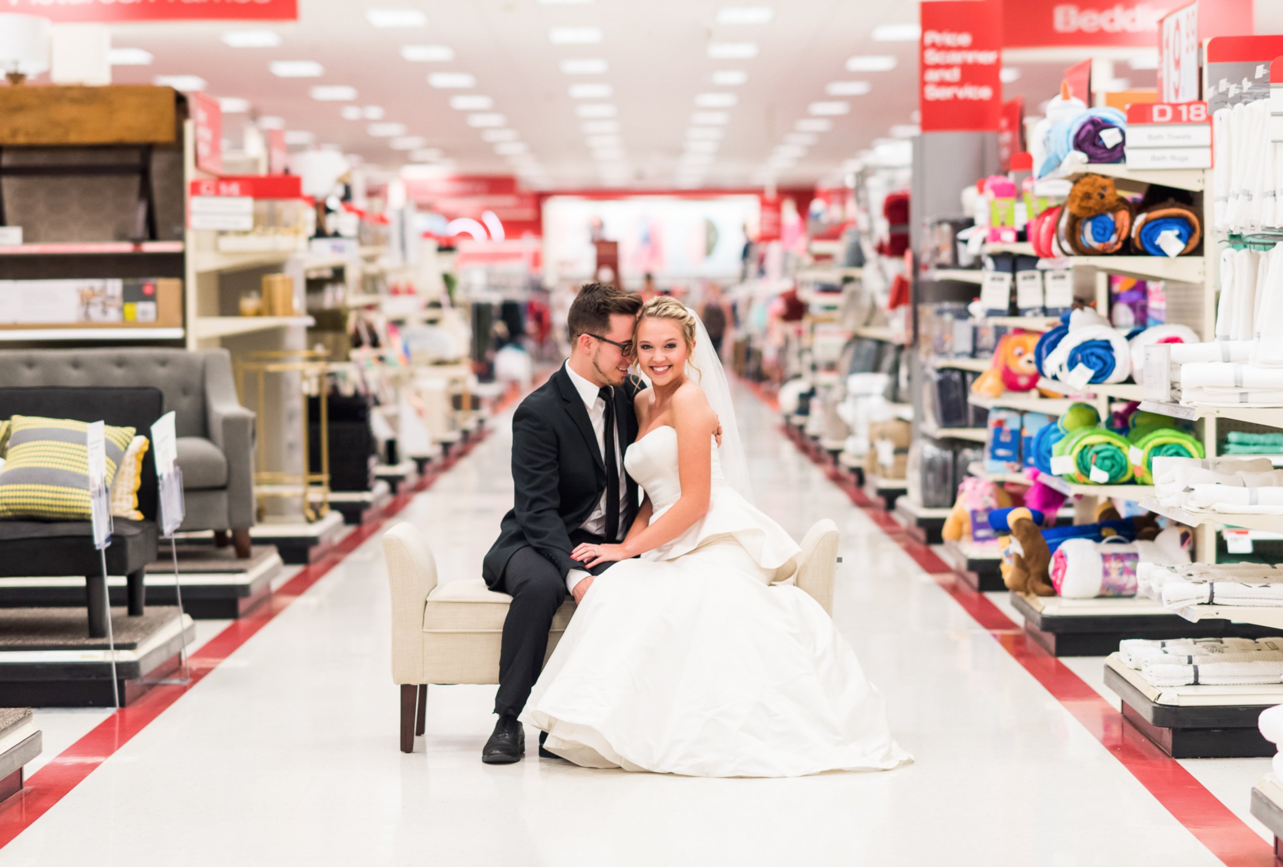 PHOTO: A West Virginia couple, Corey and Lauren Rexroad recreated their wedding photos inside their local Target to celebrate their anniversary.