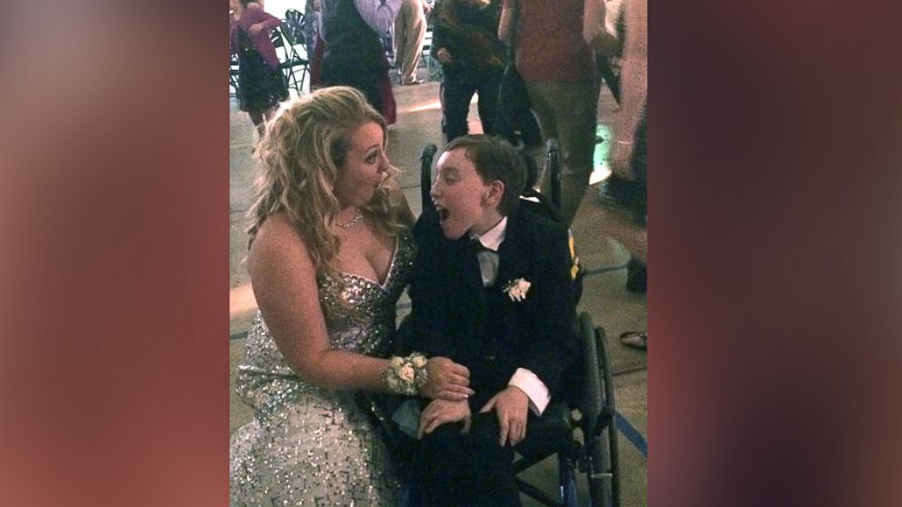 Brittany Klocke, 19, of Carroll, Iowa, missed her senior prom for Andrew Shumway, 14, of Tomah, Wisconsin on April 16.