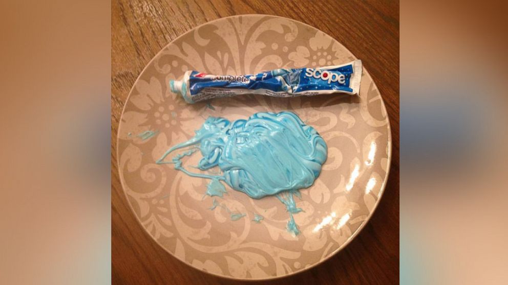 Amy Gardner posted this photo to Facebook after using the tube of toothpaste to demonstrate the power of words to her daughter. 