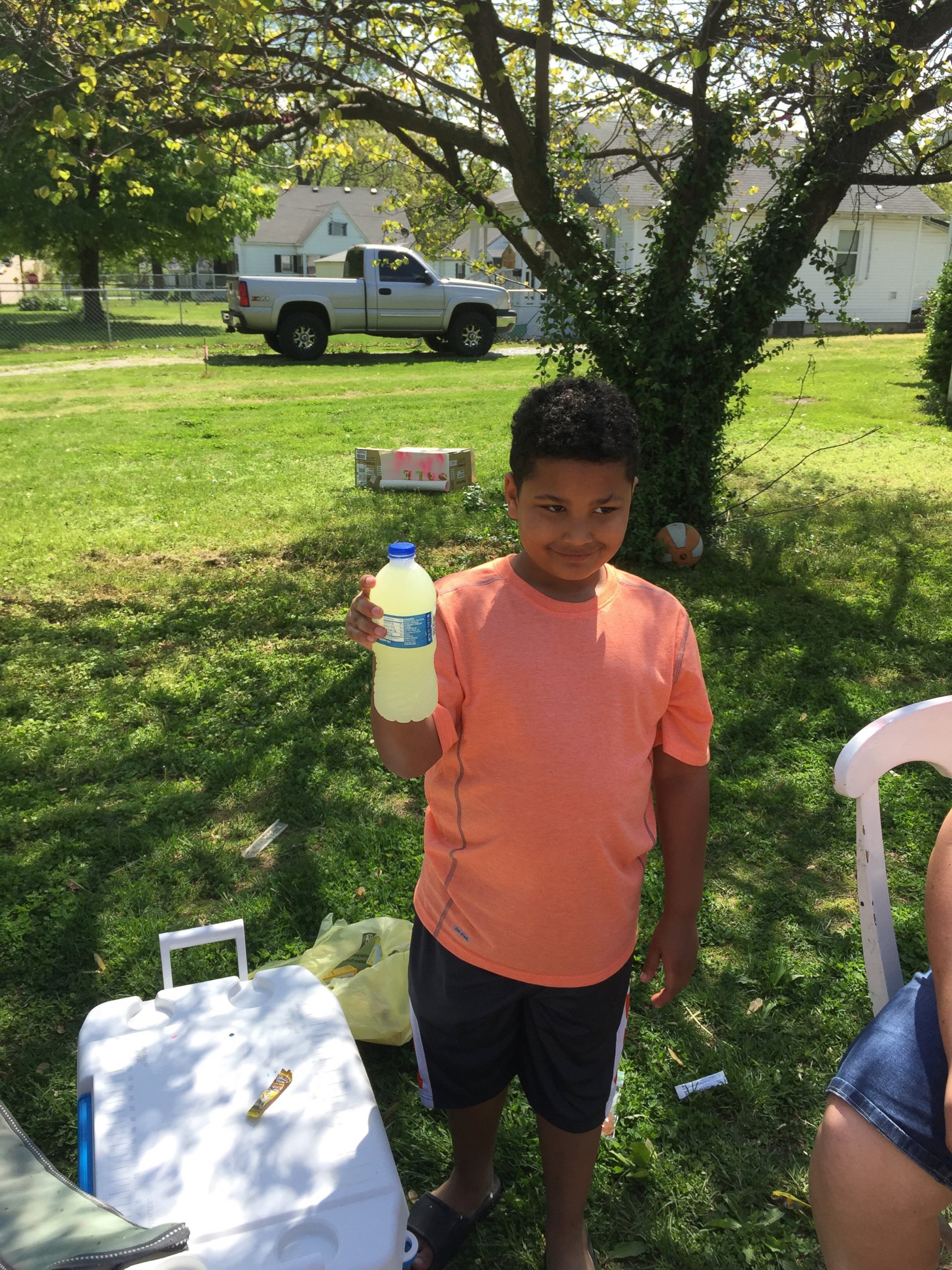 PHOTO:  Tristan Jacobson, 9, set up a lemonade stand outside his home in Springfield, Missouri on April 22 and 23, 2016, to raise money to pay for the legal fees for his adoption. He raised approximately $6,500 over the two days.
