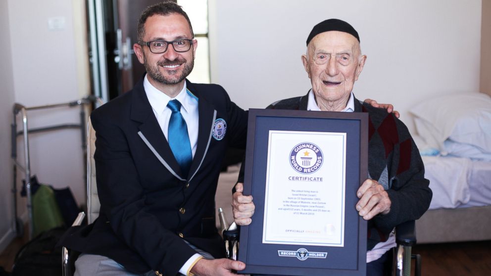 PHOTO: Guinness World Records has named Israel Kristal of Haifa, Israel, the world's Oldest living man.