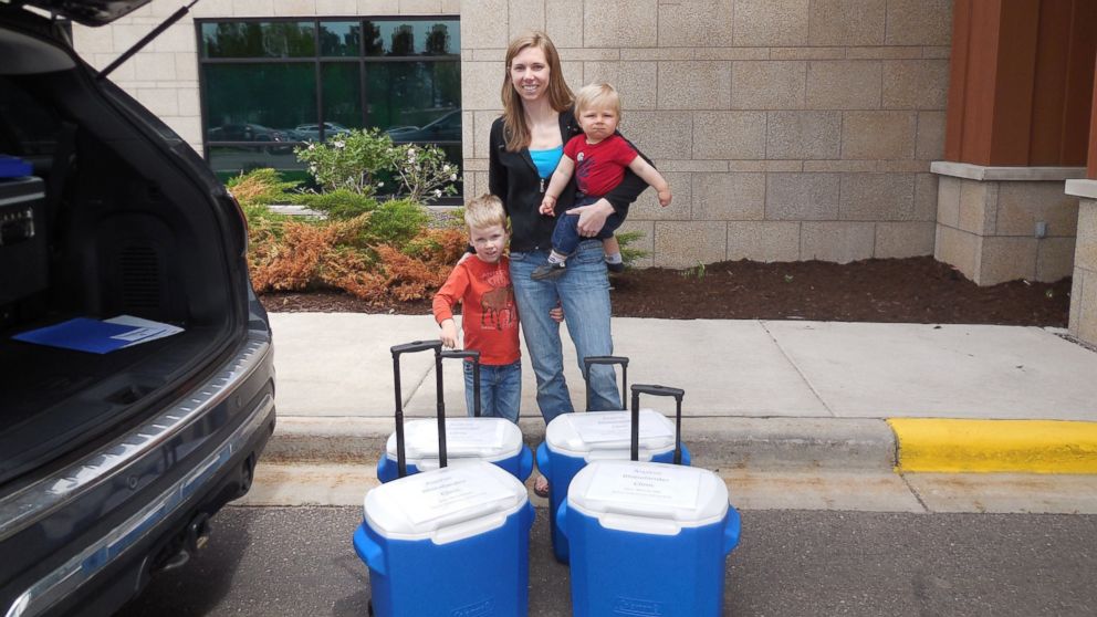 PHOTO: Amy Bormann donated over 3,000 ounces of breast milk to help babies in the NICU. She is pictured here with her sons Greyson, 1, and Garrett, 3.