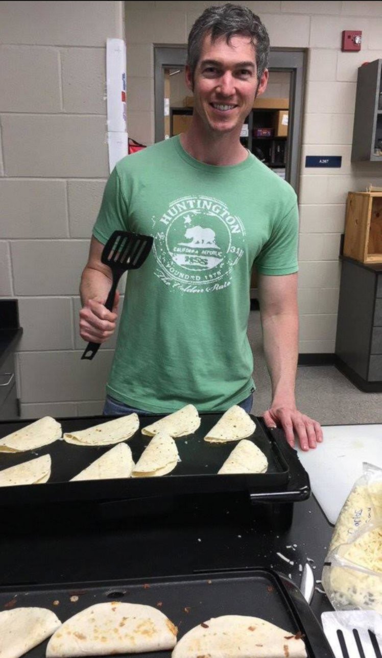 PHOTO:Turner High School Spanish teacher Andrew Ward made quesadillas for his class.  