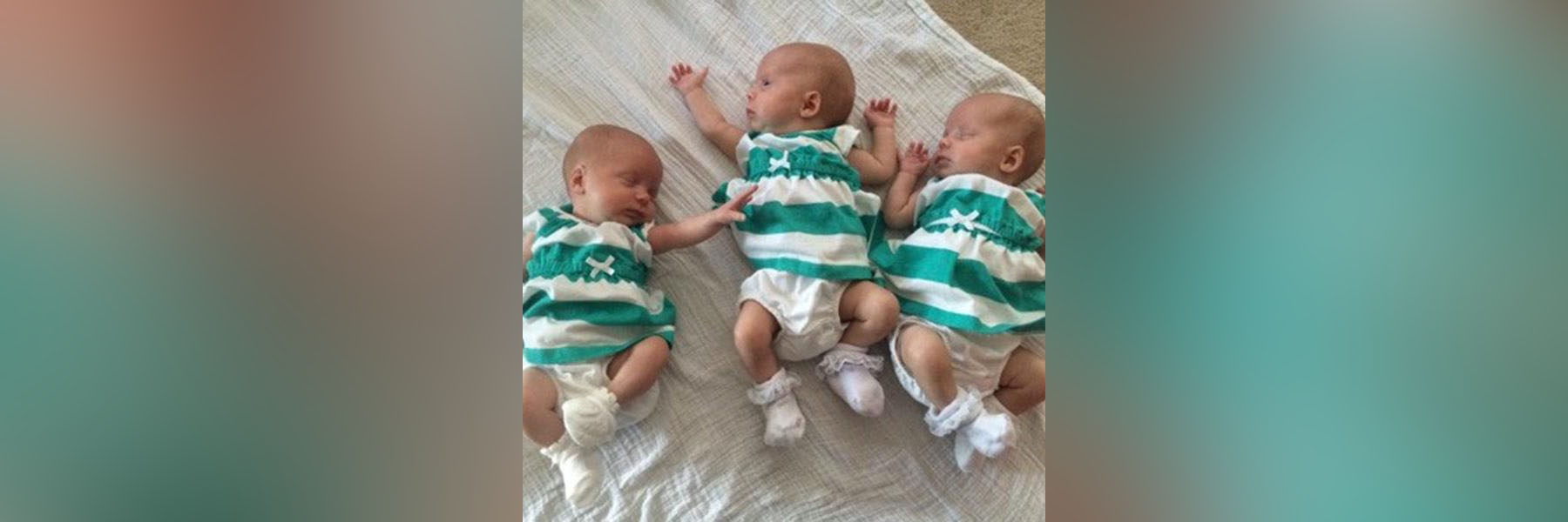 PHOTO: Proud parents Gavin and Kimberly Fradel of Wake Forest, North Carolina welcomed rare identical triplets Grace, Stella, and Emily on May 6. 