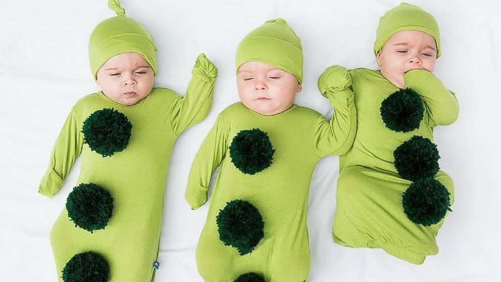 PHOTO:  Mom dresses up her "Sweet PEA" triplets in epic DIY Halloween costumes. 
