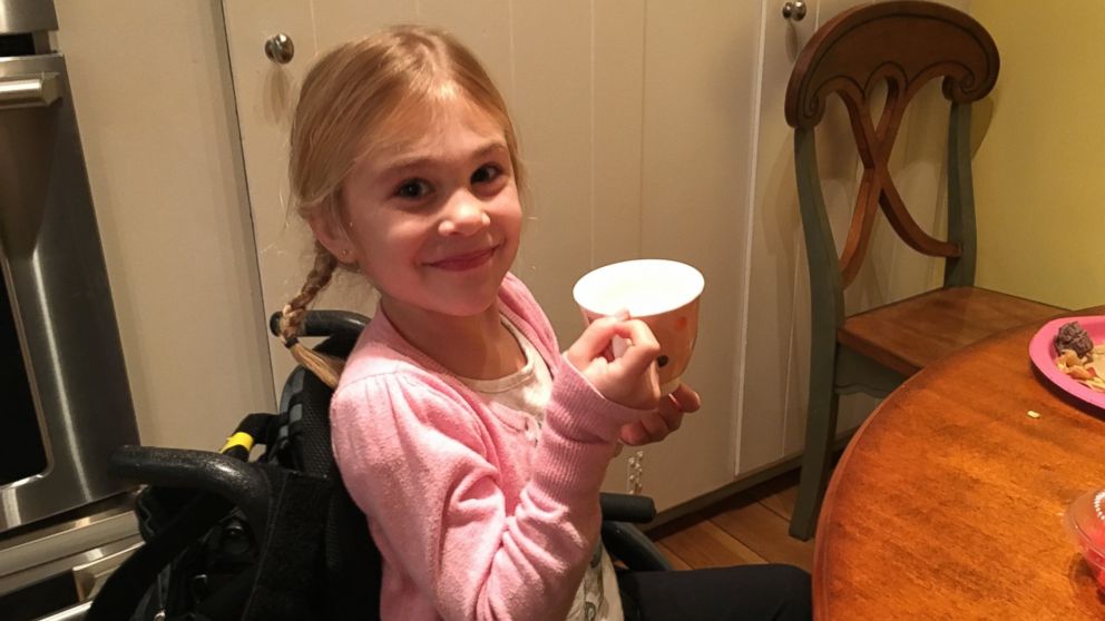 Eden Hoelscher, 5, became paralyzed from the waist down after doing a backbend in her living room in December 2015. 