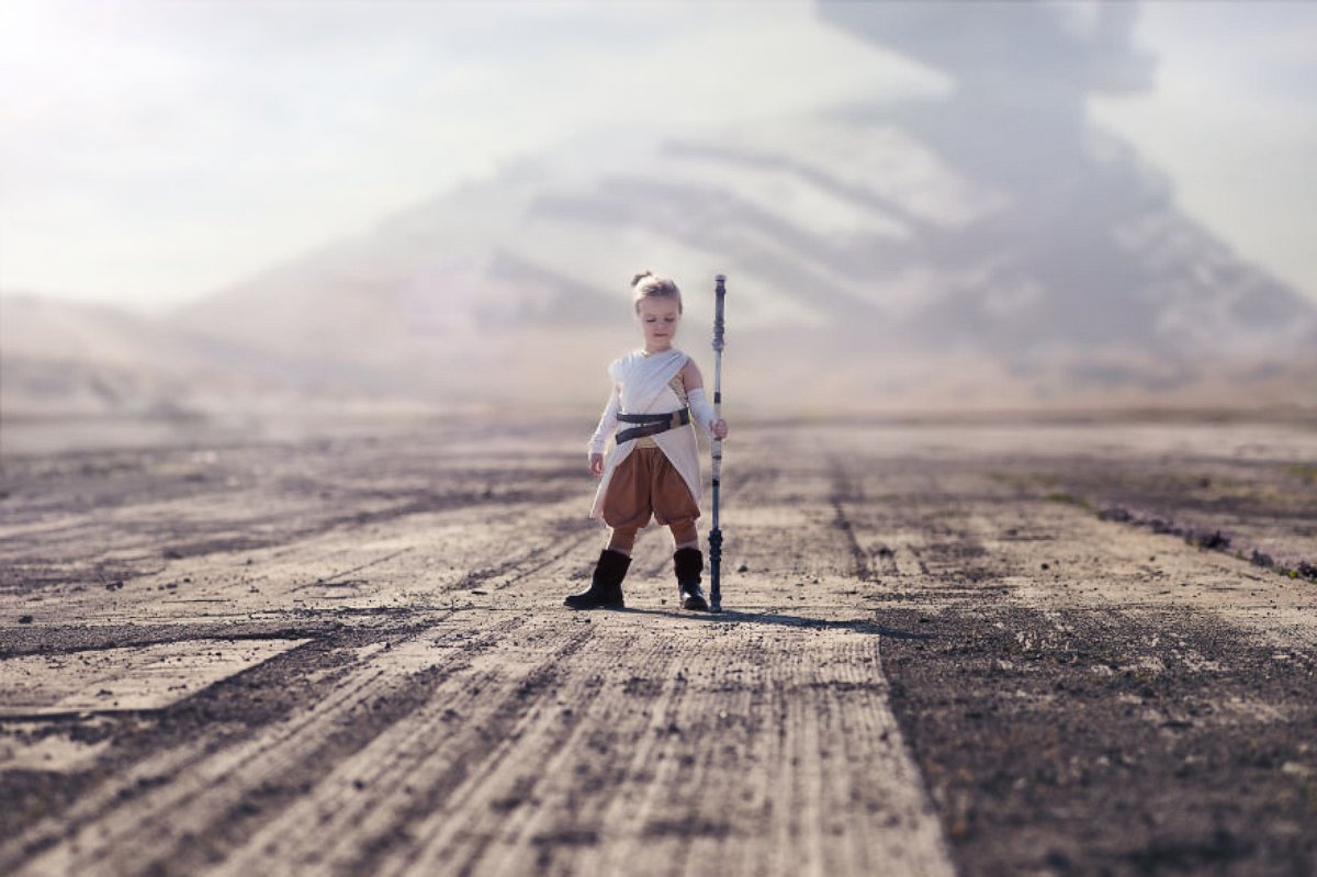 PHOTO: Barbara Rozwadowska, 3, whose mother Anna took this photo and created the costume, is a little Rey from the film, "Star Wars: The Force Awakens."