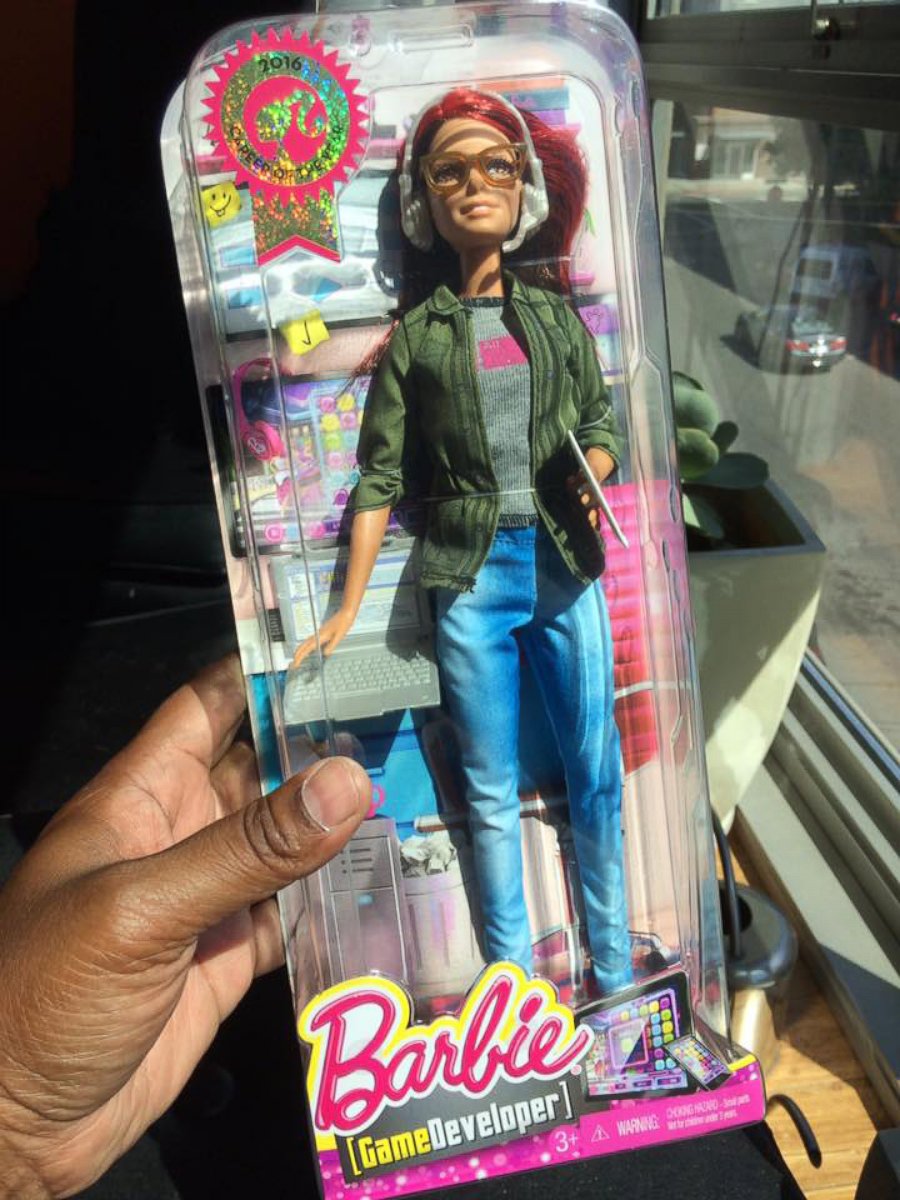 PHOTO: When Marcus Montgomery's wife Lisette could only find the Game Developer Barbie in one skin tone, he made his own to gift her.