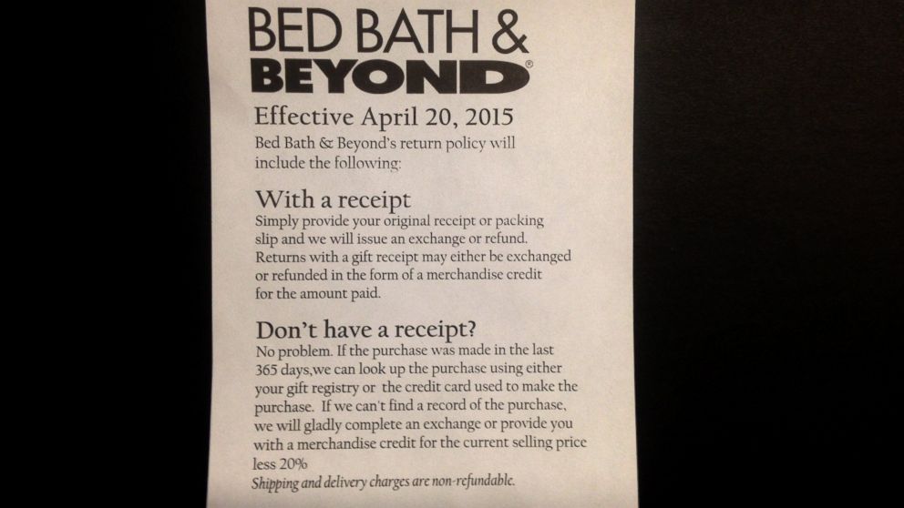 bed bath and beyond return policy