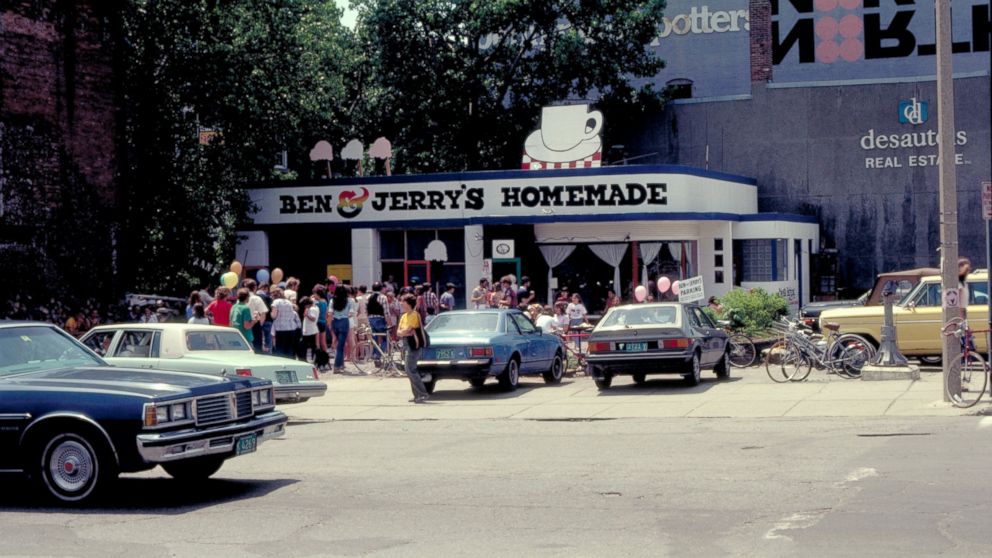 The first Ben and Jerry's in 1978, located in a renovated abandoned gas station.