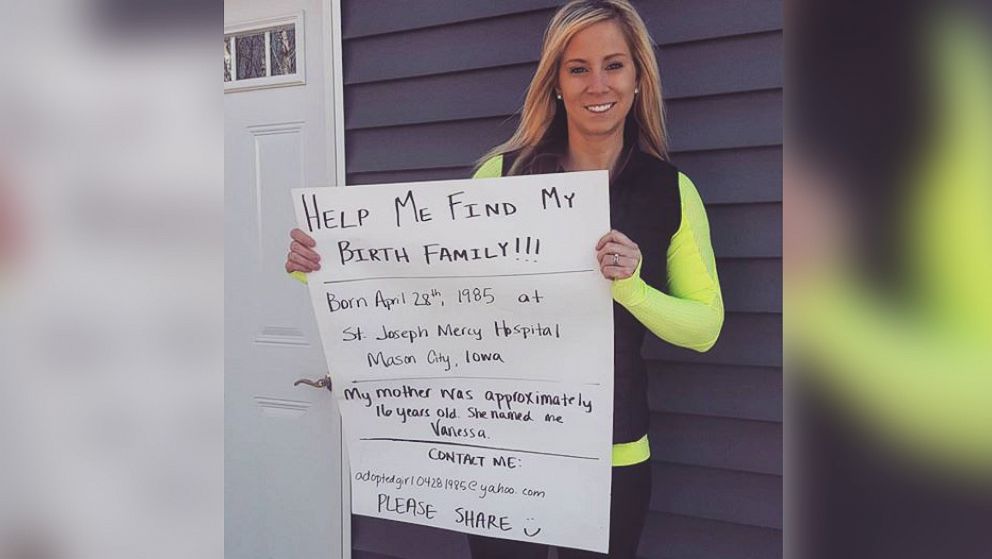 Megan Hejlik, 30, of Sheffield, Iowa is searching for her birth mother on Facebook.