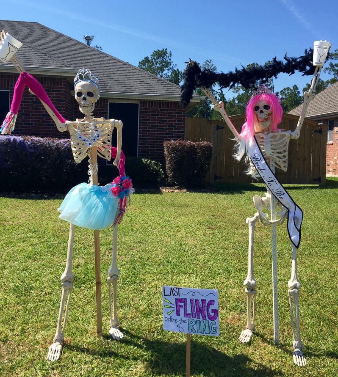 PHOTO: Amy B. Moses of Lumberton, Texas poses her skeleton decorations into various scenes each Halloween season.