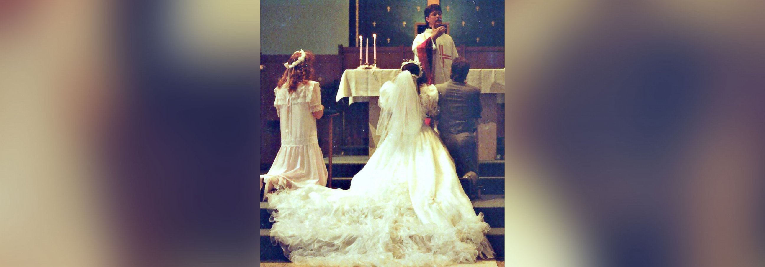 PHOTO: Tess Heidelberger, of Mauldin, South Carolina, turned her 1980s wedding dress into a Christmas tree skirt. 