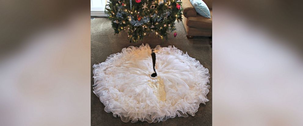 PHOTO: Tess Heidelberger, of Mauldin, South Carolina, turned her 1980s wedding dress into a Christmas tree skirt. 