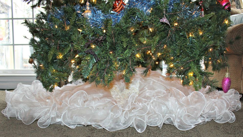 PHOTO: Tess Heidelberger, of Mauldin, South Carolina, turned her 1980s wedding dress into a Christmas tree skirt. 